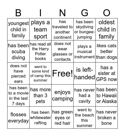 Advisee Bingo Card