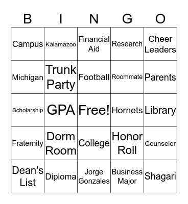 Shagari College Bingo Card