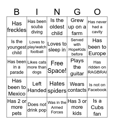 ICEBREAKER BINGO Card