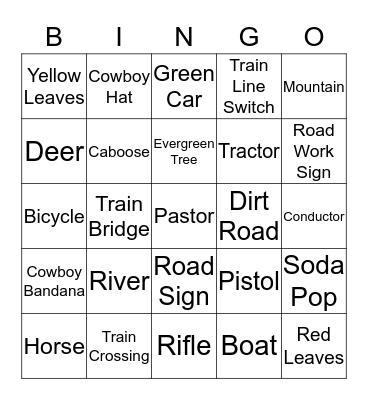 Travel Train Bingo Card