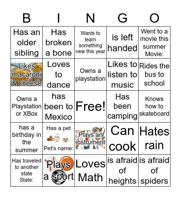 Ice Breaker Bingo Card