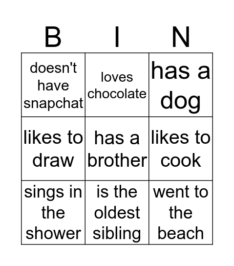 Summer 2017 Bingo Card