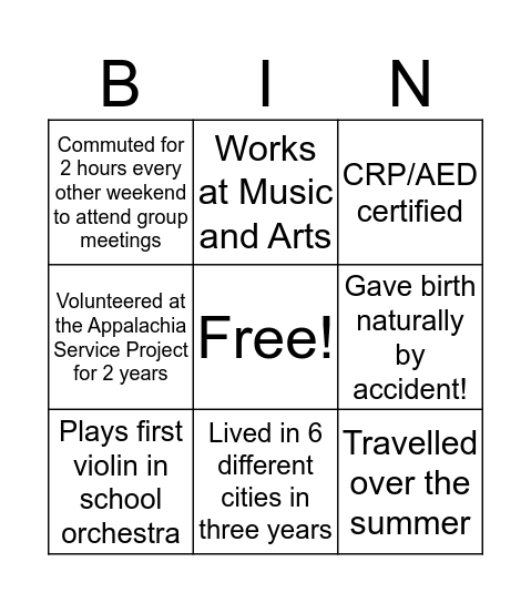 Get to know PTK! Bingo Card