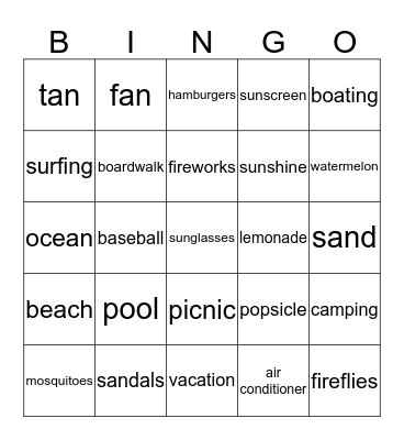 Summer Fiesta Bingo Card