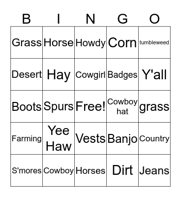 Western Week Bingo Card