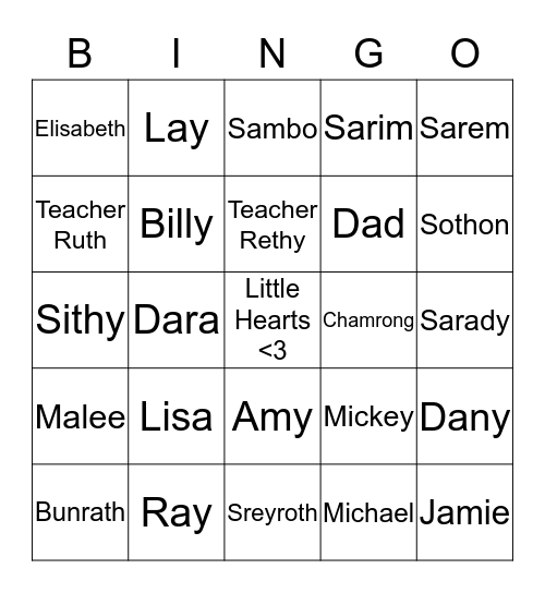 Little Hearts Bingo Card