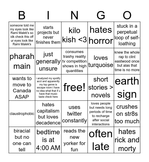 Alex Pham Bingo Card