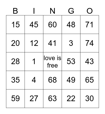 family love Bingo Card
