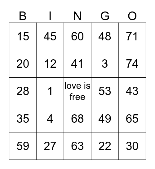 family love Bingo Card