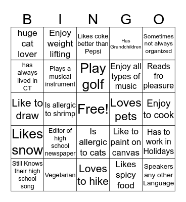 HUMAN BINGO  Bingo Card