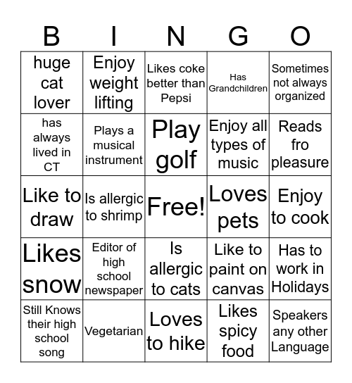 HUMAN BINGO  Bingo Card