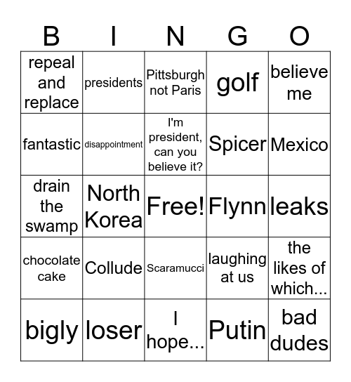 Trump Bingo Card