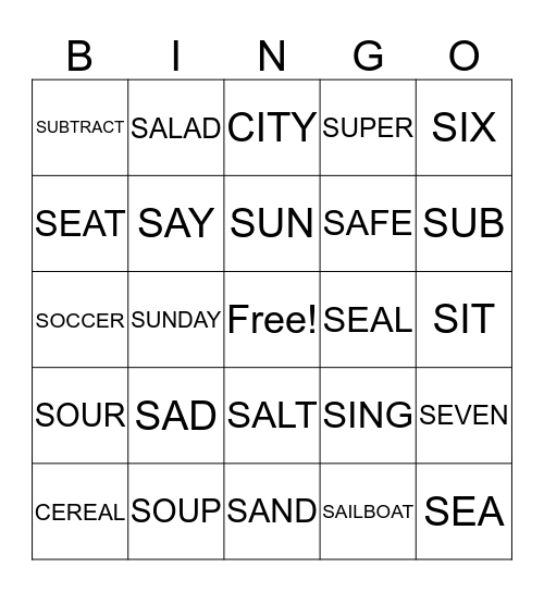 /s/ BINGO! Bingo Card