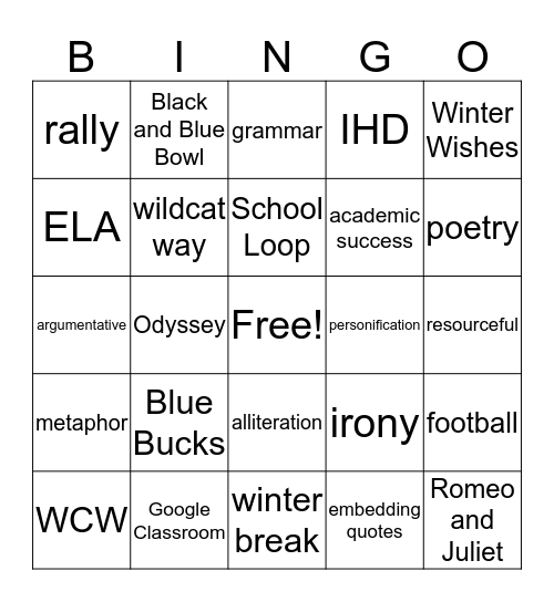 Will C. Wood Bingo Card