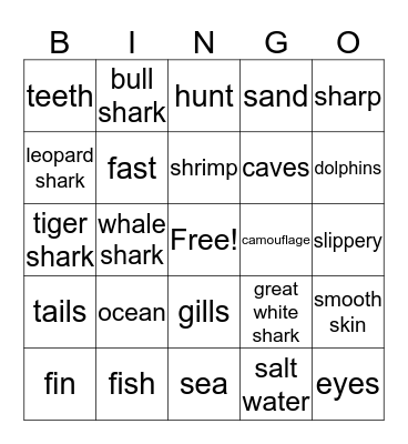 Sharks Bingo! Bingo Card