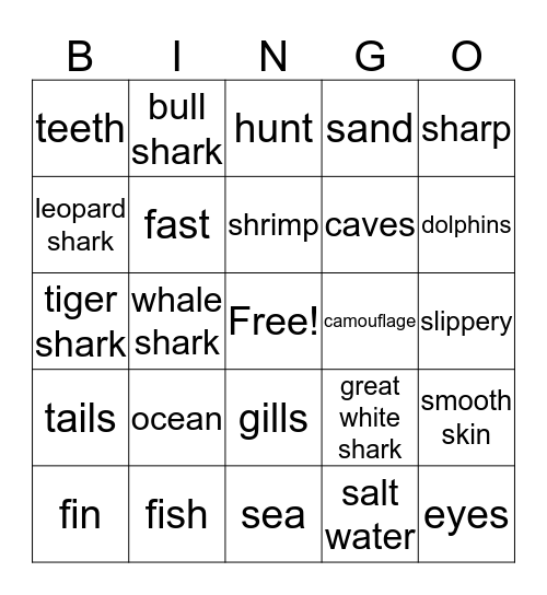 Sharks Bingo! Bingo Card
