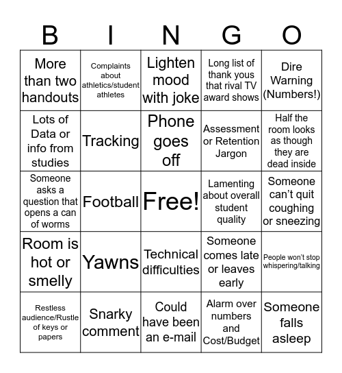 Faculty Meeting Bingo 2 Bingo Card