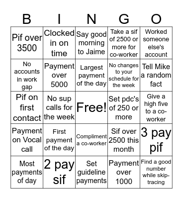 DMC BINGO Card