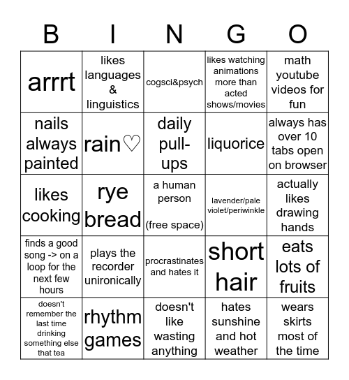 Taru  Bingo Card