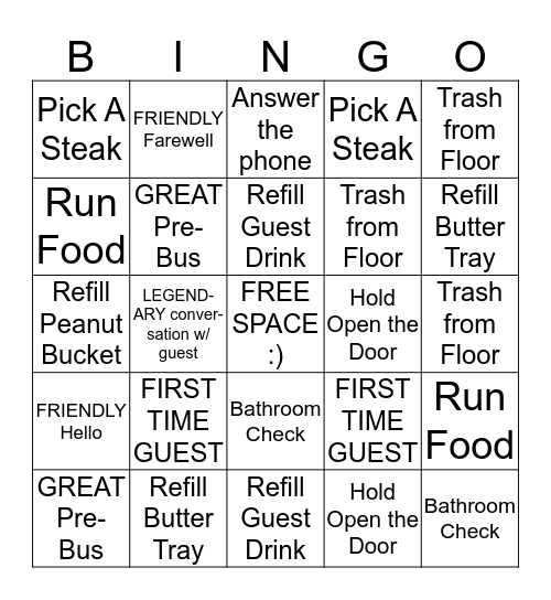 HOST BINGO Card