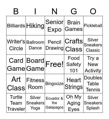 Active Aging Week BINGO Card