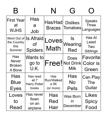 Icebreaker Bingo Card