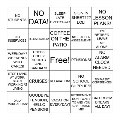 RETIREE LUNCHEON Bingo Card