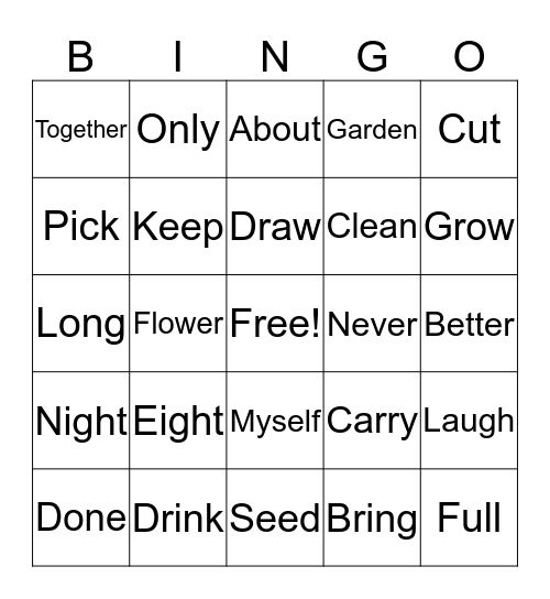Sight Word Bingo! Bingo Card
