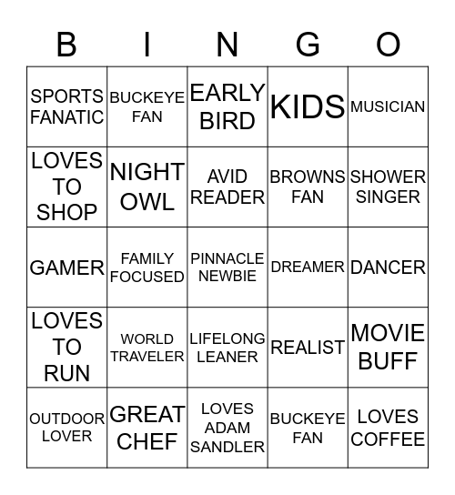 Pinnacle Academy Bingo Card