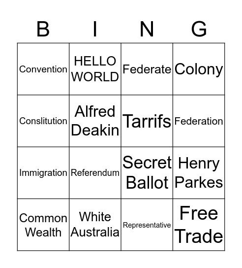 Federation Bingo (Mia & Taliha) Bingo Card