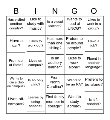 Who is in the classroom? Bingo Card