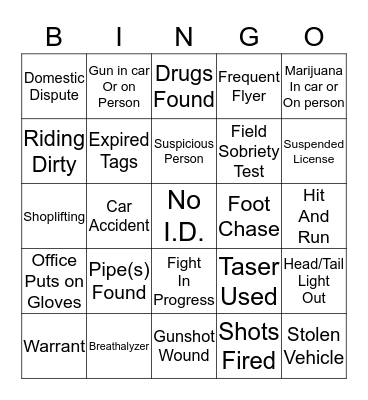 LIVE PD BINGO Card