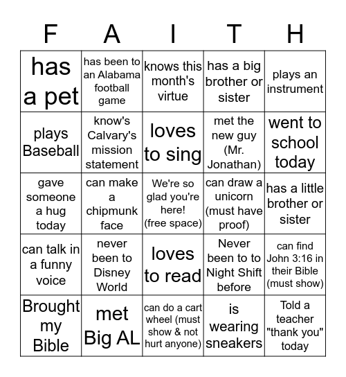 Faith Factory Bingo Card