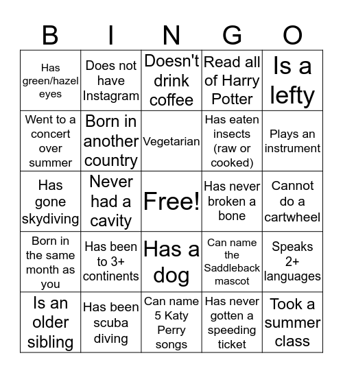 ASG Fall Retreat 2017 Bingo Card