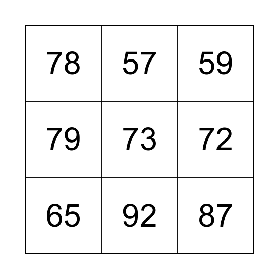 Bingo da Adição Bingo Card