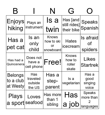 FIND SOMEONE WHO ... Bingo Card