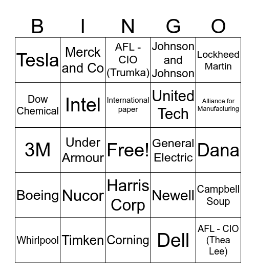 Trump Council Bingo Card