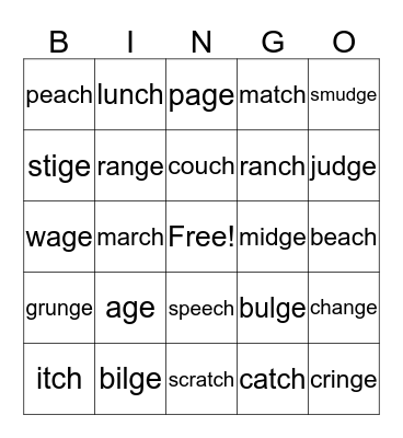 Spelling Rules Bingo Card
