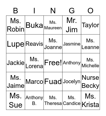Reavis Rams Bingo Card