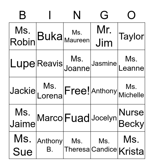 Reavis Rams Bingo Card