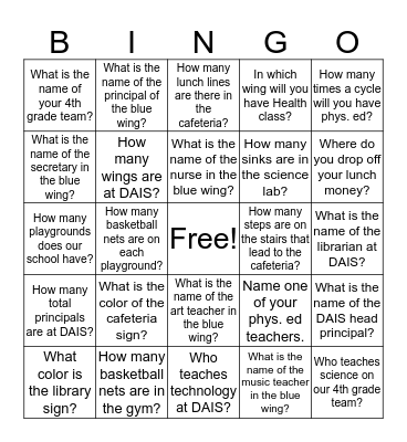 DAIS Bingo Card