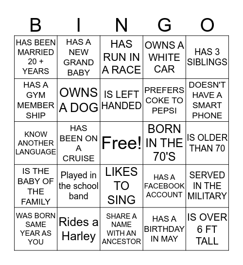 BIRTHDAY BINGO Card