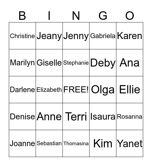 Chef Bingo Card