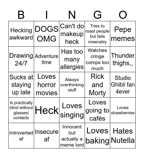 Mango!! Bingo Card