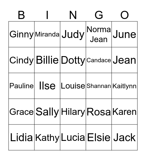 Haven Family Bingo Card