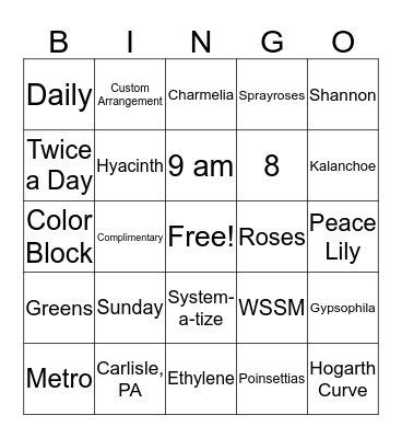 FLORAL BINGO Card