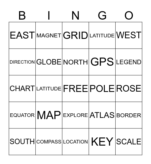 Map It! Bingo Card