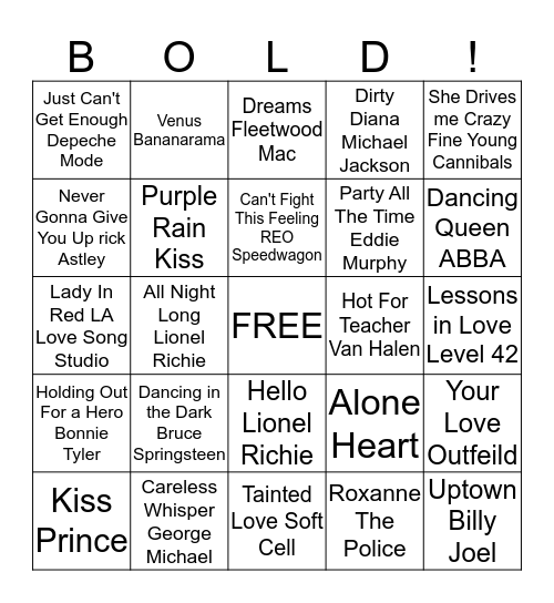 BOLD BINGO Card