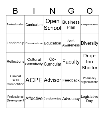 CoCA Bingo Card