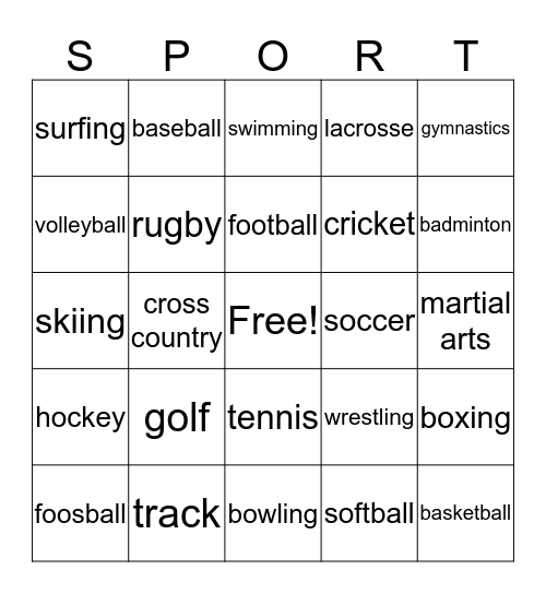 Game Day Bingo Card